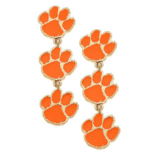 Load image into Gallery viewer, Clemson Tigers Triple Drop Enamel Earrings in Orange
