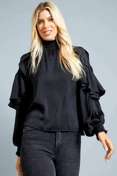 The Cassadi Ruffle Sleeve Blouse