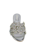 PAISLEE-SILVER FLORAL FLAT SANDAL
