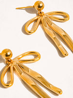 Olivia 18K Gold WATERPROOF Bow Dangle Earring: Yellow Gold