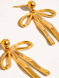 Olivia 18K Gold WATERPROOF Bow Dangle Earring: Yellow Gold