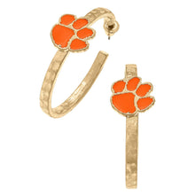 Load image into Gallery viewer, Clemson Tigers Enamel Logo Hoop Earrings in Orange
