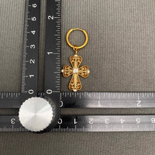 Load image into Gallery viewer, WP: Zircon inlaid Cross 18K Gold Plated SS Huggie Earrings
