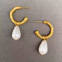 Load image into Gallery viewer, Resin Pendant 18K Gold Plated S.Steel Hoop Earrings
