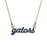 Gators Enamel Script Necklace in Blue