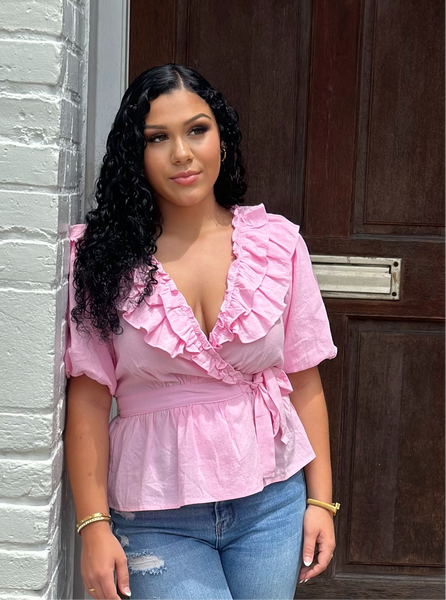 Baby pink ruffle top hot sale