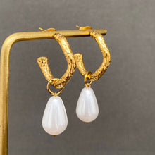 Load image into Gallery viewer, Resin Pendant 18K Gold Plated S.Steel Hoop Earrings
