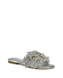 PAISLEE-SILVER FLORAL FLAT SANDAL