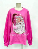 Preppy Pink Santa HOT Pink Sweatshirt
