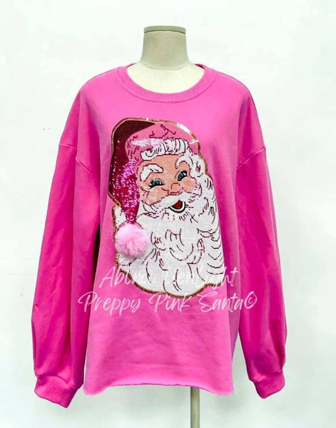 Preppy Pink Santa HOT Pink Sweatshirt