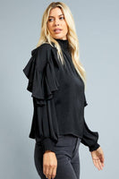 The Cassadi Ruffle Sleeve Blouse