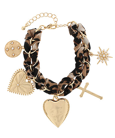 Scarf Heart & Multi Charm Bracelet