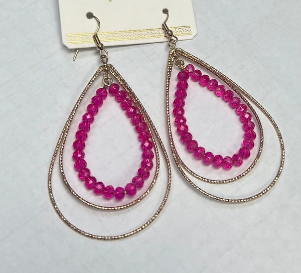 Gold & Fuchsia Earrings