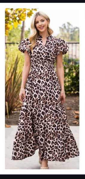 The Lena Leopard Midi Dress