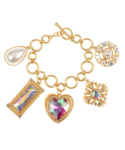 Vintage Iridescent Charm Bracelet