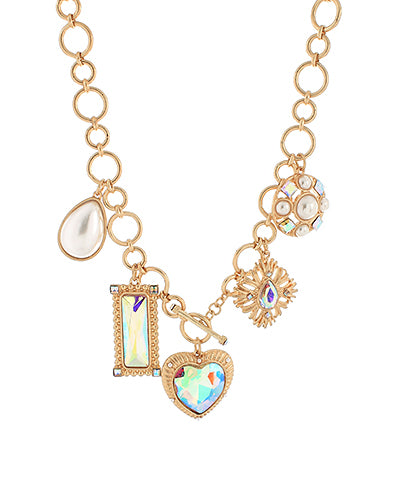 Vintage Iridescent Charm Necklace