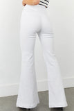 Vibrant White High Rise Crossover Waist Flare Jeans