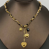 WP: 18K Gold Plated SS Heart Charm  Leopard Scarf Necklace