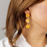 Clemson Tigers Triple Drop Enamel Earrings in Orange