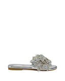 PAISLEE-SILVER FLORAL FLAT SANDAL