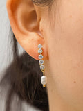 Avery Diamond Pearl Drop Earring| WATERPROOF: Yellow Gold