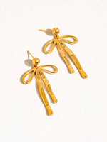 Olivia 18K Gold WATERPROOF Bow Dangle Earring: Yellow Gold