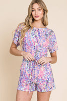 FLORAL PRINT ROMPER WITH POCKETS