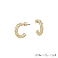 Waterproof: Weslyn Simple Gold Hoop Earring