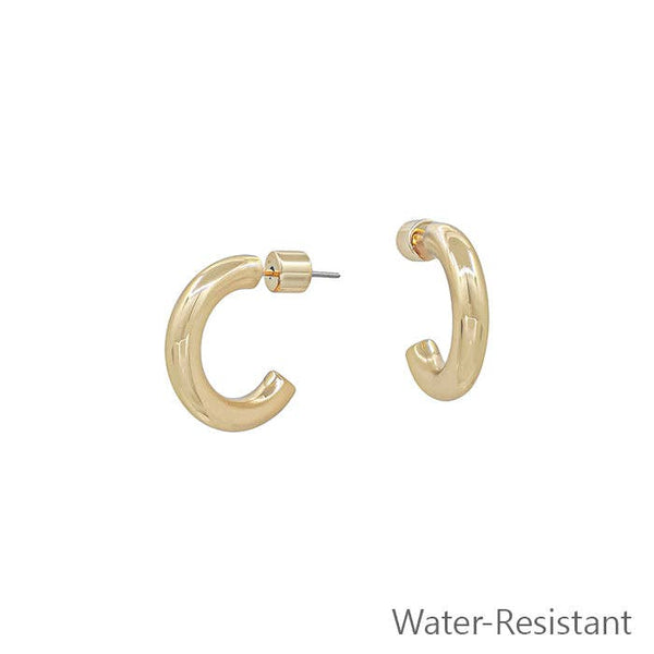 Waterproof: Weslyn Simple Gold Hoop Earring