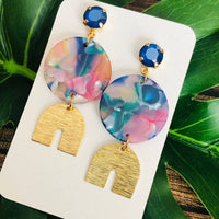 Multicolored Round Drop Earrings