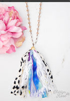 ✨ Dalmatian Tie Dye Glitz Beaded Tassel Necklace ✨