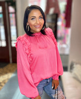 Hot Coral Ruffle Top