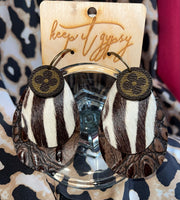 Upcycled LV Zebra & Leather Croc Earrings