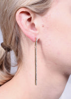 Rhinestone Bar Earrings- Silver