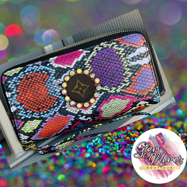 Upcycled LV Rainbow Snakeprint Wallet Wristlet – GlamMama's Boutique