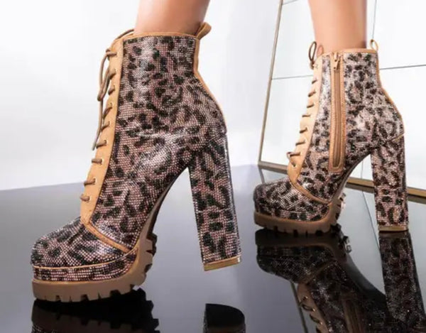 ✨ Leopard Rhinestone Boots ✨