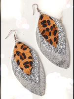 Silver & Leopard Earrings