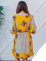 Boho Mustard & Leopard Dress