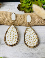 Gold Spotted Cream Earrings