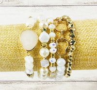 White & Gold Bracelet Stack