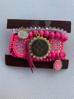 Upcycled LV Hot Pink Bracelet Stack